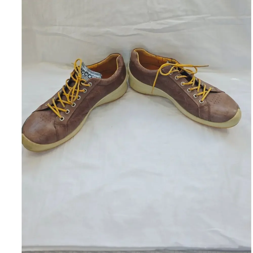 ECCO Biom Hybrid Golf Shoes Mens EU 44/ 10-10.5 Brown  Leather Spikeless Lace Up